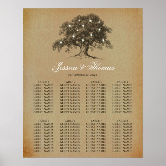 Die Vintage Hochzeitskollektion aus Eichenholz Poster (Vorne)