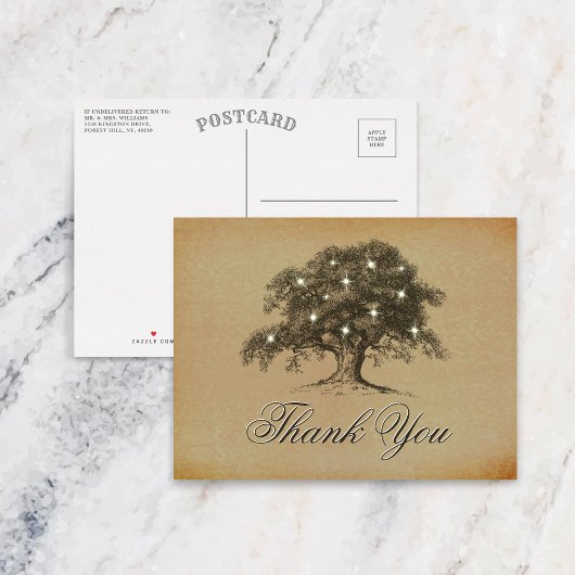 Die Vintage Hochzeitskollektion aus Eichenholz Postkarte