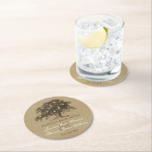 Die Vintage Hochzeitskollektion aus Eichenholz Runder Pappuntersetzer (Vor Ort)