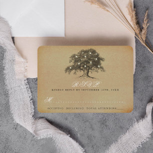 Die Vintage Hochzeitskollektion aus Eichenholz - U RSVP Karte