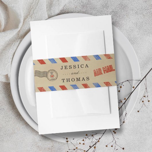 Die Vintage Hochzeitskollektion der Luftpost Einladungsbanderole