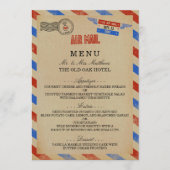 Die Vintage Hochzeitskollektion der Luftpost Menükarte (Vorderseite)