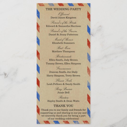 Die Vintage Hochzeitskollektion der Luftpost Programm (Rückseite)