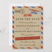 Die Vintage Hochzeitskollektion der Luftpost Save The Date (Vorderseite)