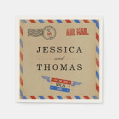 Die Vintage Hochzeitskollektion der Luftpost Serviette (Vorderseite)