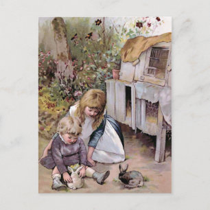 Die Vintage-Illustration des Haustierkaninchens Postkarte