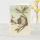 Die Vintage Karte der singenden Fische (Gelbe Blume)