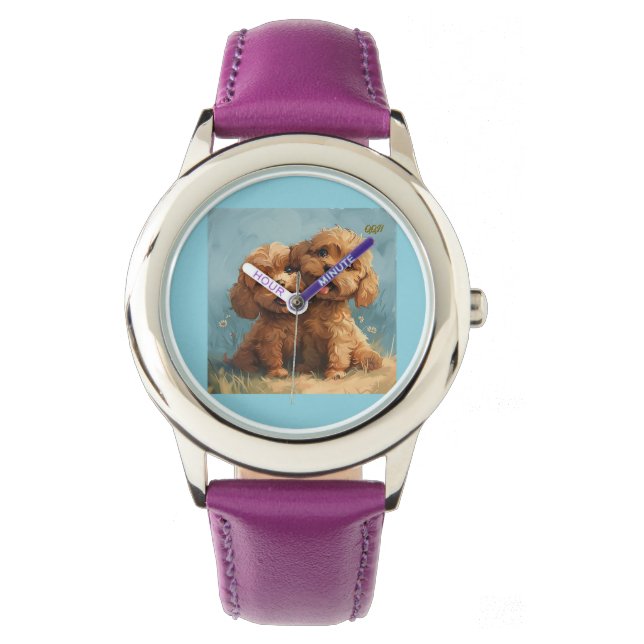 Die Vintage Kinderlederuhr Armbanduhr (Vorderseite)