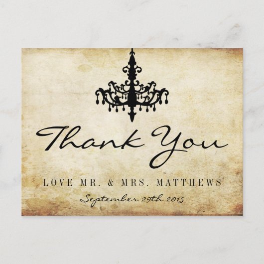 Die Vintage Kronleuchter-Hochzeitskollektion Postkarte (Vorderseite)