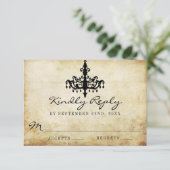 Die Vintage Kronleuchter-Hochzeitskollektion RSVP Karte (Stehend Vorderseite)