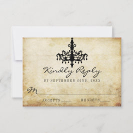 Die Vintage Kronleuchter-Hochzeitskollektion RSVP Karte