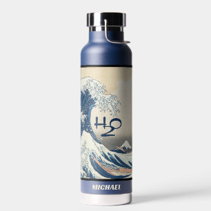 Die Vintage Kunst der Großen Welle, die sie isolie Trinkflasche