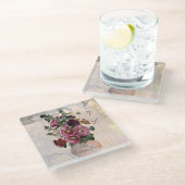 Die Vintage Lady Vase + Monogramm Glasuntersetzer (Schrägansicht)