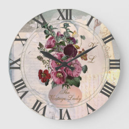 Die Vintage Lady Vase + Monogramm Große Wanduhr