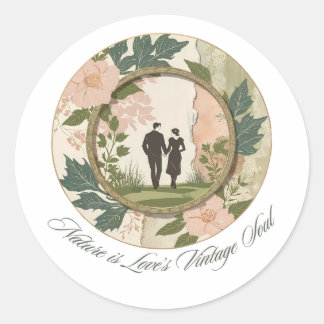 Die Vintage Liebe der Natur Runder Aufkleber