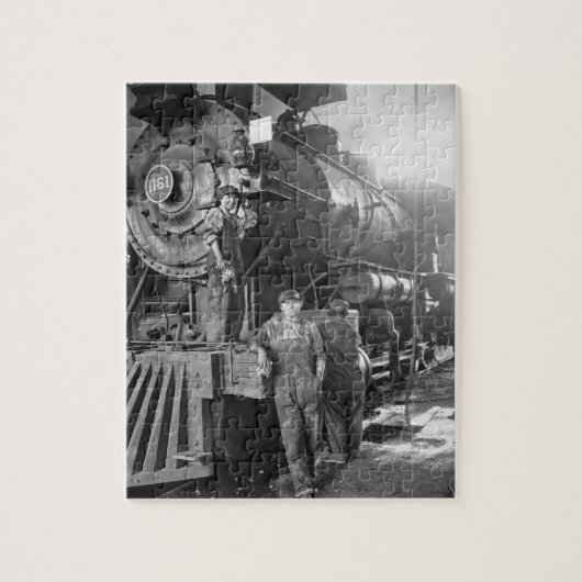 Die Vintage Lokomotive Roundhouse-Gallonen Puzzle (Vertikal)