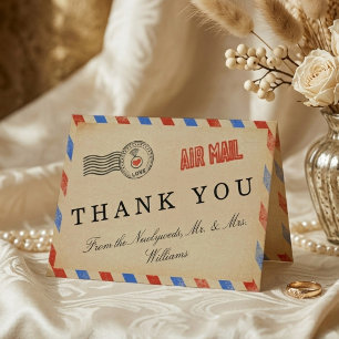 Die Vintage-Luftpost-Hochzeitskollektion Dankeskarte