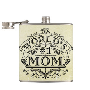 Die Vintage Mama der Welt der Zahl-eine blühen Flachmann