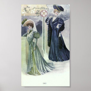 Die Vintage Mode 1900's der Frauen Poster