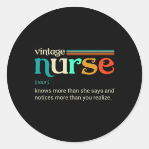 Die Vintage Nurse-Noun-Definition weiß mehr als si Runder Aufkleber