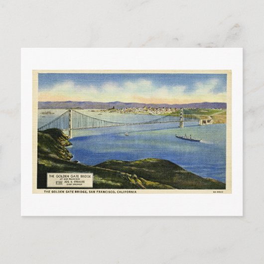Die Vintage Postkarte der Golden Gate Bridge (Vorderseite)