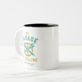 Die Vintage Reparaturwerkstatt ruft an Zweifarbige Tasse (Vorderseite Links)