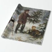 Die Vintage Schneelandschaft des Weihnachtsbaumes Geschenkpapier (Ungerollt)