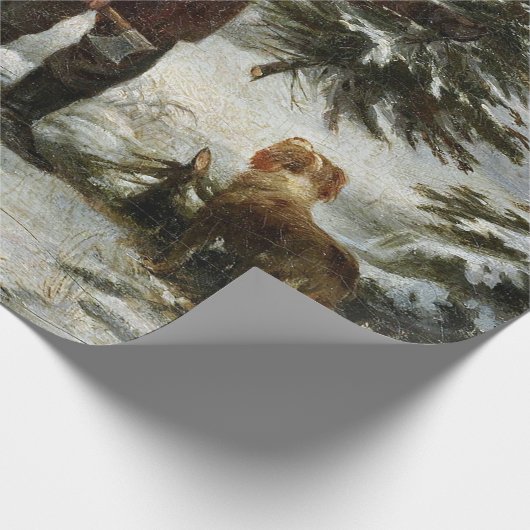 Die Vintage Schneelandschaft des Weihnachtsbaumes Geschenkpapier (Ecke)