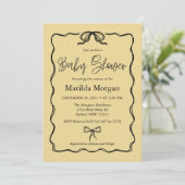 Die Vintage schwarze Bow-Babydusche Einladung (Stehend Vorderseite)
