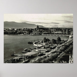 Die Vintage Schweiz Genf, "La Rade " Poster