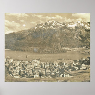 Die Vintage Schweiz, St Moritz und See 1906 Poster