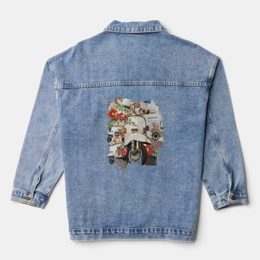 Die Vintage Scooter-Collage Jeansjacke (Rückseite)