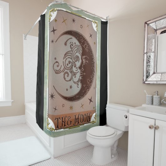 Die Vintage Tarot-Karte des Mond Duschvorhang (Beispiel)