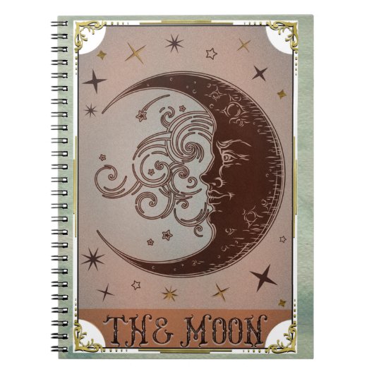 Die Vintage Tarot-Karte des Mond Notizblock (Vorderseite)