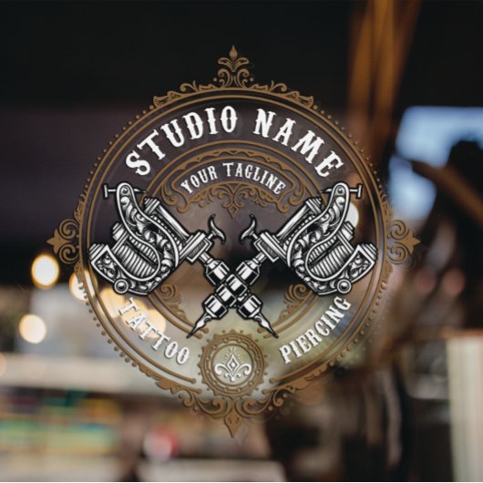 Die Vintage Tätowierpistolenmaschine anpassen Fensteraufkleber