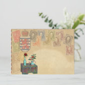 Die Vintage Themed Reise lädt ein Einladung (Stehend Vorderseite)