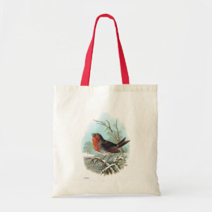 Die Vintage-Vogel-Illustration des Rotkehlchens Tragetasche