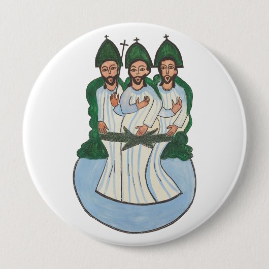 Die Vintage Volkskunst mit der Heiligen Dreiheit Button (Vorderseite)