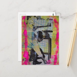 Die Vintage Working Men Mixed Media Collage Postkarte