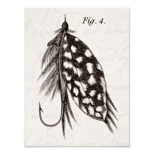 Die Vintagen 1800s, die Fliegen-Fischen angeln, Fotodruck