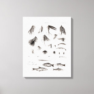 Die Vintagen 1800s, die Fliegen-Fischen angeln, Leinwanddruck