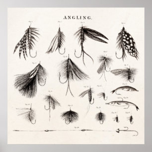 Die Vintagen 1800s, die Fliegen-Fischen angeln, Poster
