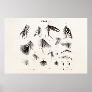 Die Vintagen 1800s, die Fliegen-Fischen angeln, Poster