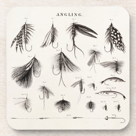 Die Vintagen 1800s, die Fliegen-Fischen-Köder Getränkeuntersetzer (Vorderseite)