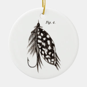 Die Vintagen 1800s, die Fliegen-Fischen-Köder Keramik Ornament