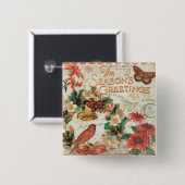 Die Vintagen Grüße der Weihnachtsjahreszeit Button (Vorne & Hinten)