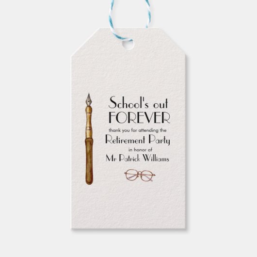 Die Vintagen Lehrer für immer ausscheiden lassen Geschenkanhänger (Vorderseite)