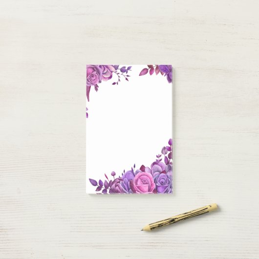 Die violetten Blumennoten. Lilac floral. botanisch Post-it Klebezettel (Auf Schreibtisch)