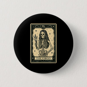Die Virgo-Tarot-Karte - Halloween-Gothic-Hexe Button