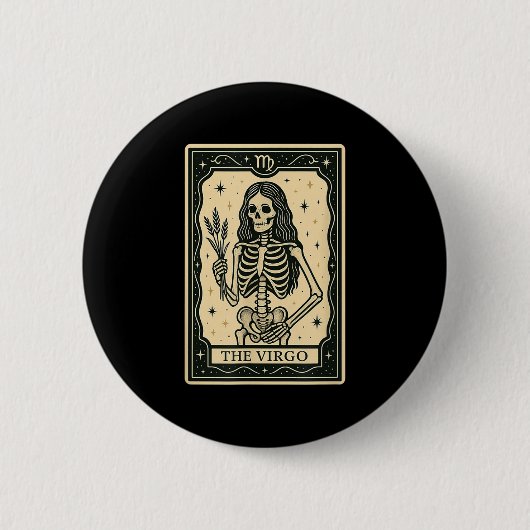 Die Virgo-Tarot-Karte - Halloween-Gothic-Hexe Button (Vorderseite)